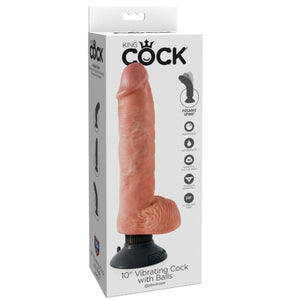 KING COCK - 25,5 СМ ВИБРАЦИОННЫЙ ПЕТУШОК С МЯСНЫМИ ЯИЧКАМИ