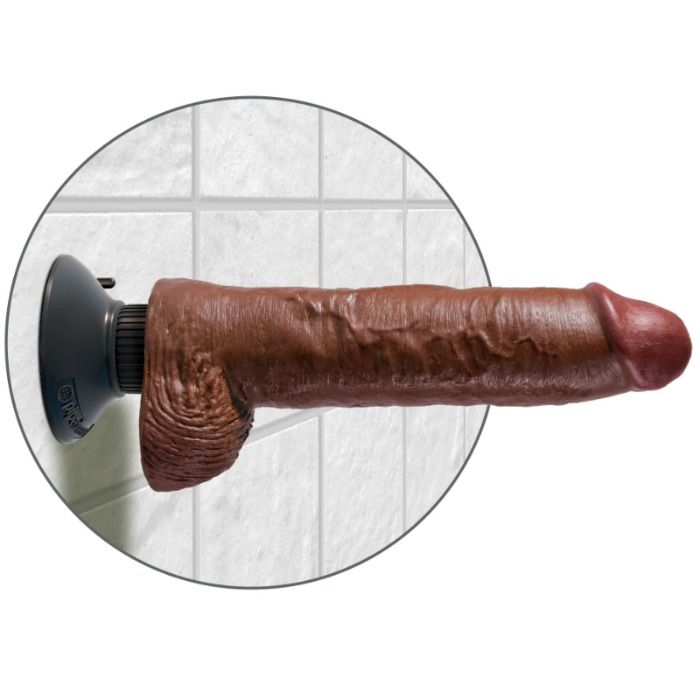 KING COCK - 25.5 CM VIBRATING COCK WITH BALLS BROWN KING COCK