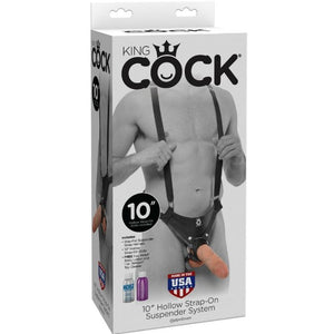KING COCK - 25.5 CM HOLLOW STRAP-ON SUSPENDER SYSTEM FLESH - LoveYou.lv