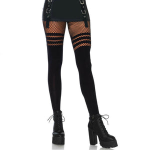 LEG AVENUE - PANTYHOUSE WIT FISNHET STRIPES LEG AVENUE HOSIERY