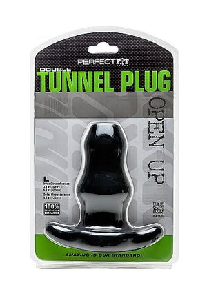 PERFECT FIT BRAND - DOUBLE TUNNEL PLUG LARGE BLACK PERFECT FIT BRAND