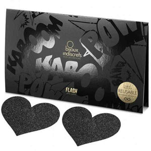 BIJOUX - INDISCRETS FLASH BLACK HEART NIPPLE CUTS - LoveYou.lv