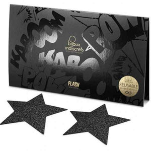 BIJOUX - INDISCRETS FLASH BLACK STAR NIPPLE CAPS - LoveYou.lv