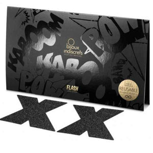 BIJOUX - INDISCRETS FLASH CROSS BLACK NIPPLE CAPS - LoveYou.lv