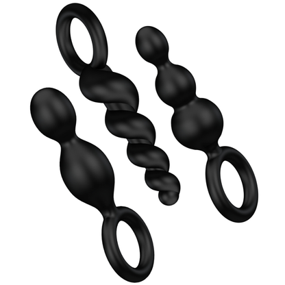 SATISFYER - НАБОР АНАЛЬНЫХ ПРОБОК 3 ШТ. ЧЕРНЫЕ