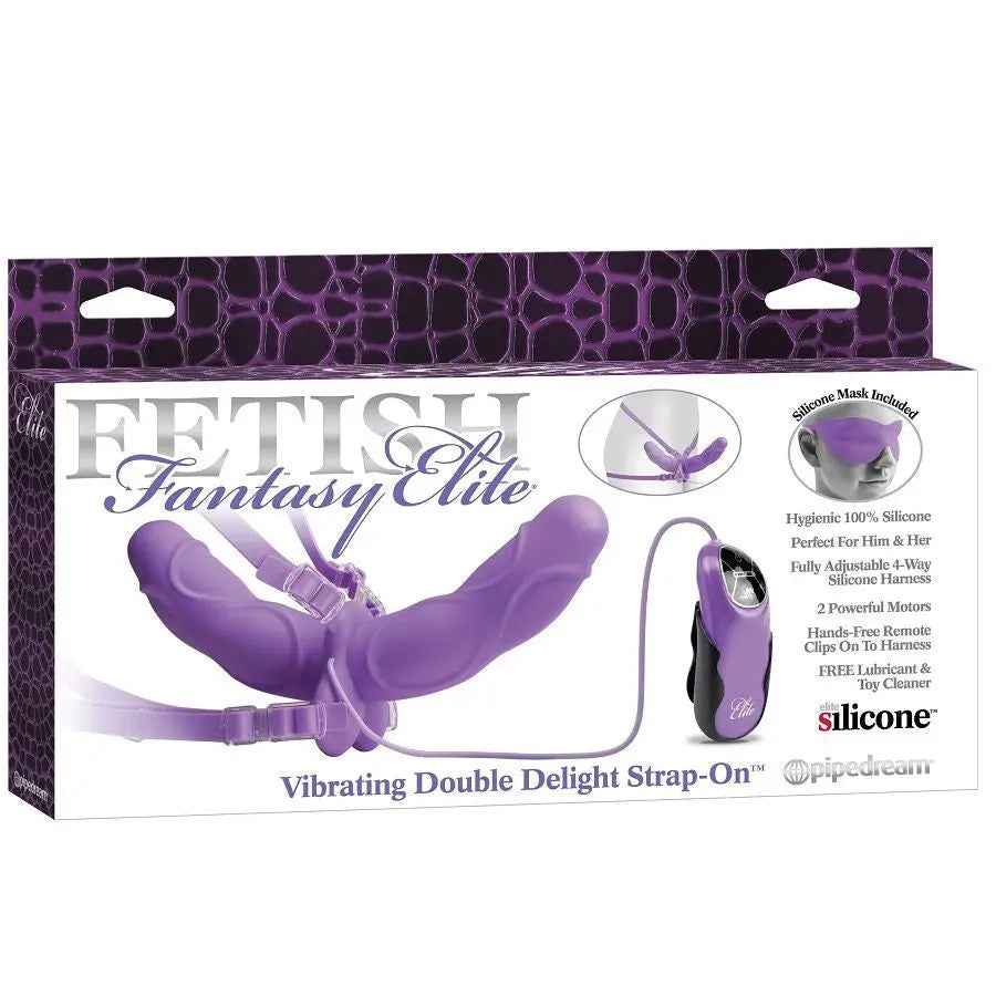 FETISH FANTASY ELITE - VIBRATING DOUBLE DELIGHT STRAP-ON PURPLE - LoveYou.lv