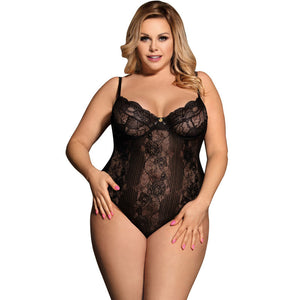 SUBBLIME - QUEEN PLUS FLORAL PATTERN TEDDY S/M SUBBLIME QUEEN PLUS SIZE