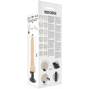 BASECOCK - REĀLISTS NATURAL TĀLVADĪBAS VIBRATORS AR sēkliniekiem 20 CM -O- 4 CM
