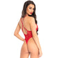 LEG AVENUE - FLORAL LACE TEDDY RED ONE SIZE LEG AVENUE TEDDIES