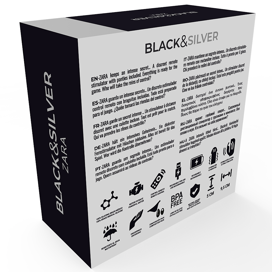 BLACK&SILVER - ZARA REMOTE CONTROL STIMULATOR WITH FREE PANTY BLACK&SILVER