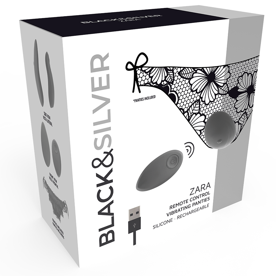 BLACK&SILVER - ZARA REMOTE CONTROL STIMULATOR WITH FREE PANTY BLACK&SILVER