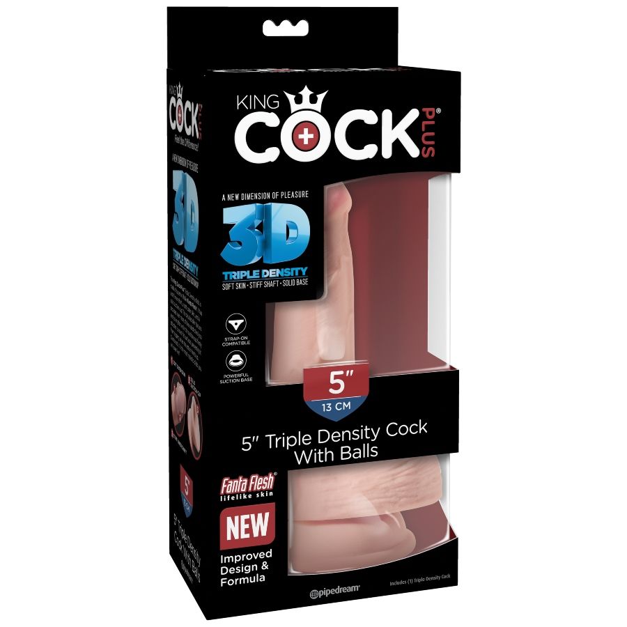 KING COCK - TRIPLE DENSITY DILDO 13 CM WITH TESTICLES KING COCK PLUS