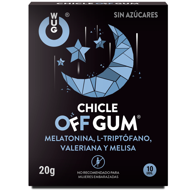 WUG GUM - OFF VALERIAN, TRYPTOPHAN, LEMON BALM AND MELATONIN 10 UNITS - LoveYou.lv