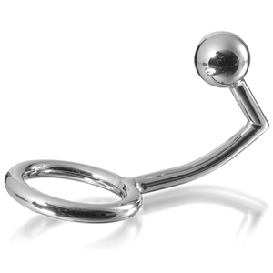 METAL HARD - COCK RING RING WITH ANAL INTRUDER HOOK 40MM - LoveYou.lv