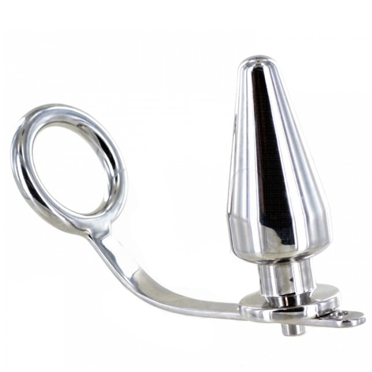 METAL HARD - STEEL RING WITH ANAL PLUG 45 X 50MM - LoveYou.lv
