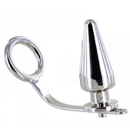 METAL HARD - STEEL RING WITH ANAL PLUG 45 X 50MM - LoveYou.lv