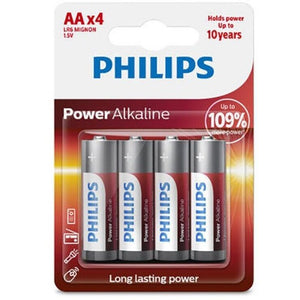 PHILIPS — POWER ALKALINE BATTERY AA LR6 PACK 4