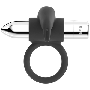 BLACK&SILVER - BURTON RECHARGEABLE RING 10 VIBRATION MODES BLACK&SILVER