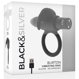 ЧЕРНЫЙ И СЕРЕБРИСТЫЙ - BURTON RING 10 РЕЖИМОВ ВИБРАЦИИ ЧЕРНЫЙ
